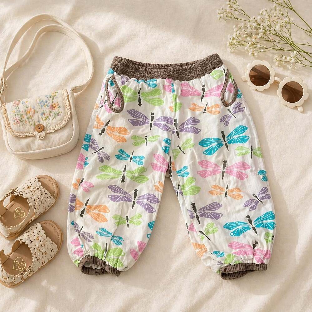 Minymo Butterfly‎ Pants Girls 4T Fairycore Cottagecore Elastic Waist